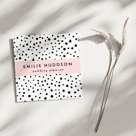 ダルマチアンスポット、ダルマチアンドット、白黒 スクエア名刺