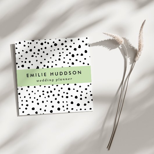 ダルマチアンスポット、ダルマチアンドット、白黒 スクエア名刺