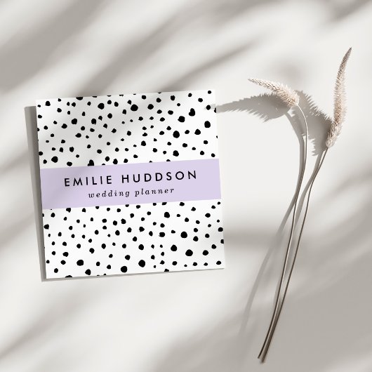 ダルマチアンスポット、ダルマチアンドット、白黒 スクエア名刺