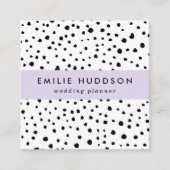 ダルマチアンスポット、ダルマチアンドット、白黒 スクエア名刺 (正面)