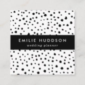 ダルマチアンスポット、ダルマチアンドット、白黒 スクエア名刺 (正面)