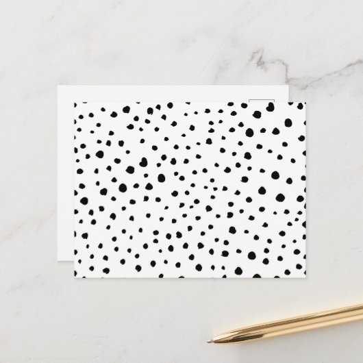 ダルマチアンスポット、ダルマチアンドット、白黒 ポストカード (正面/裏面インサイチュ)