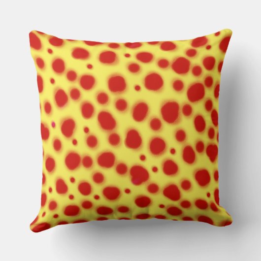 ダルマチアンドットアニマルプリント赤と黄色の斑点 クッション (裏面)