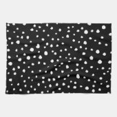 ダルマチアンドット、ダルマチアンスポット、白黒 キッチンタオル (横)