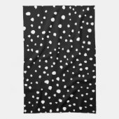 ダルマチアンドット、ダルマチアンスポット、白黒 キッチンタオル (縦)