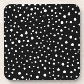 ダルマチアンドット、ダルマチアンスポット、白黒 コースター (正面)