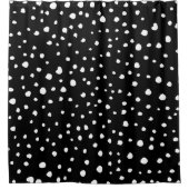 ダルマチアンドット、ダルマチアンスポット、白黒 シャワーカーテン (正面)