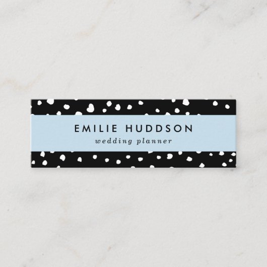 ダルマチアンドット、ダルマチアンスポット、白黒 スキニー名刺 (正面)