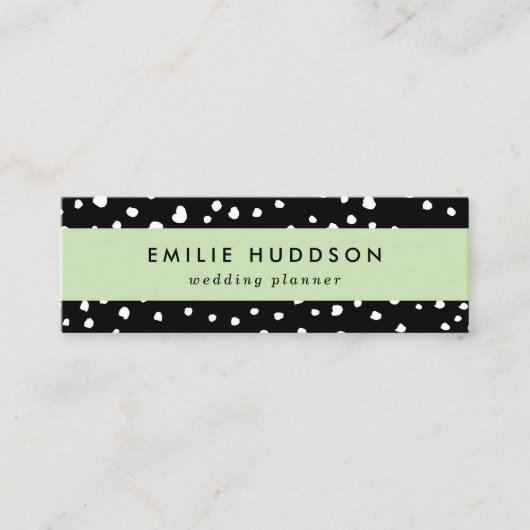 ダルマチアンドット、ダルマチアンスポット、白黒 スキニー名刺 (正面)