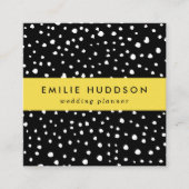 ダルマチアンドット、ダルマチアンスポット、白黒 スクエア名刺 (正面)