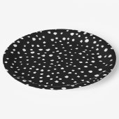ダルマチアンドット、ダルマチアンスポット、白黒 ペーパープレート (アングル)