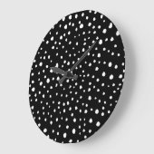 ダルマチアンドット、ダルマチアンスポット、白黒 ラージ壁時計 (傾斜)