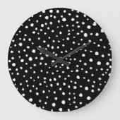 ダルマチアンドット、ダルマチアンスポット、白黒 ラージ壁時計 (正面)