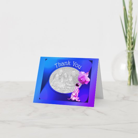 ダルマチアンパピーとバラありがとうフォトカード サンキューカード (正面)