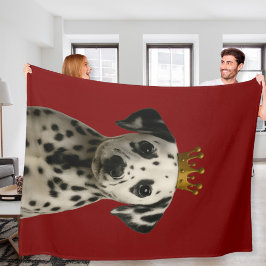 ダルマチアンパピーイン金ゴールドクラウンキュート フリースブランケット