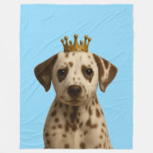 ダルマチアンパピーイン金ゴールドクラウンキュート フリースブランケット (正面)
