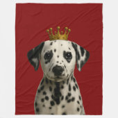 ダルマチアンパピーイン金ゴールドクラウンキュート フリースブランケット (正面)