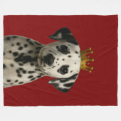 ダルマチアンパピーイン金ゴールドクラウンキュート フリースブランケット (正面(横))