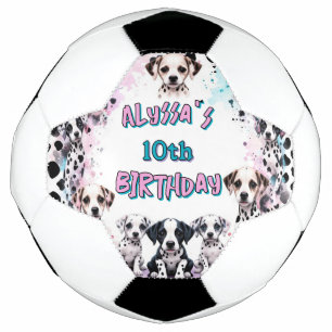 ダルマチアンパピーウォーター色誕生日ガール サッカーボール
