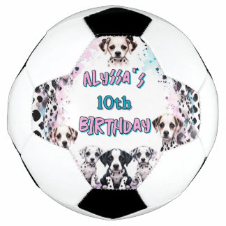 ダルマチアンパピーウォーター色誕生日ガール サッカーボール