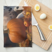 ダルマチアンパピーオータムデライトカボチャ キッチンタオル (四つ折り)