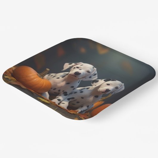 ダルマチアンパピーオータムデライトカボチャ ペーパープレート (傾斜あり)