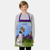 ダルマチアンパピーチョウチョウ犬パーソナライズされた芸術 エプロン (着用した状態)