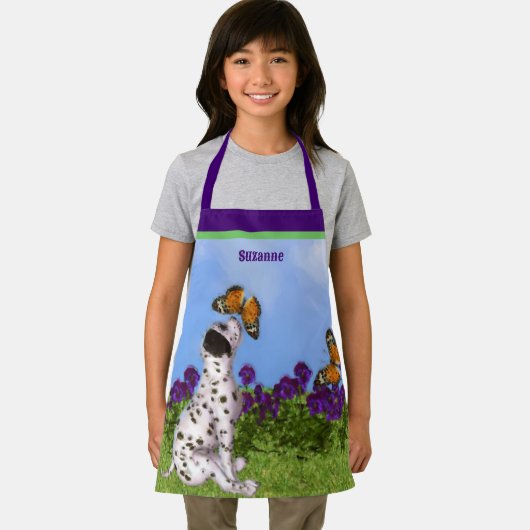 ダルマチアンパピーチョウチョウ犬パーソナライズされた芸術 エプロン (インサイチュ)