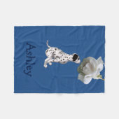 ダルマチアンパピー及びバラ動物パターン フリースブランケット (正面(横))