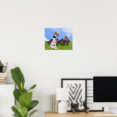 ダルマチアンパピー蝶の犬のアートフォト絵画ズ ポスター (ホームオフィス)