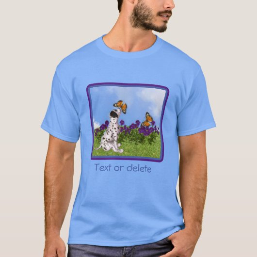 ダルマチアンパピー蝶の犬のアートフォト絵画ズ Tシャツ (正面)