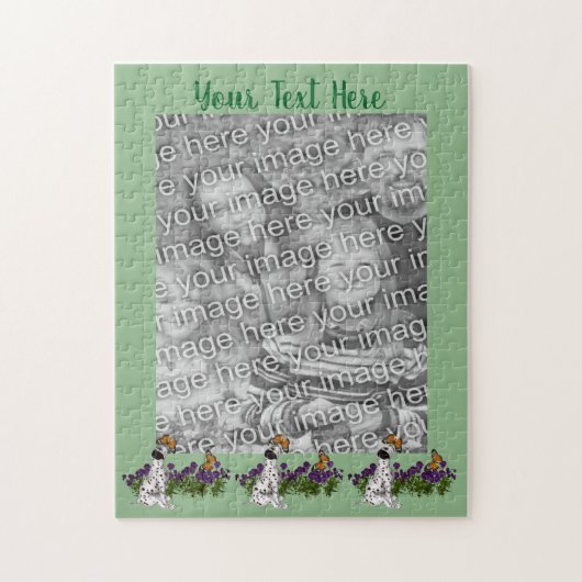 ダルマチアンパピー蝶フォトフレームテンプレート ジグソーパズル (縦)