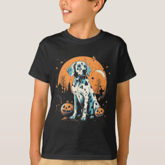 ダルマチアンパンプキンハロウィーンの衣装ドッグパピースメン Tシャツ