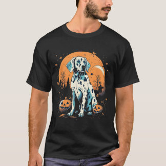 ダルマチアンパンプキンハロウィーンの衣装ドッグパピースメン Tシャツ