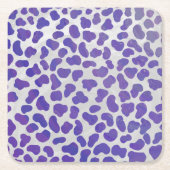 ダルマチアンパープルアンドホワイトプリント スクエアペーパーコースター (正面)