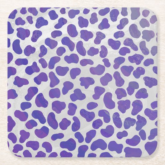 ダルマチアンパープルアンドホワイトプリント スクエアペーパーコースター (正面)