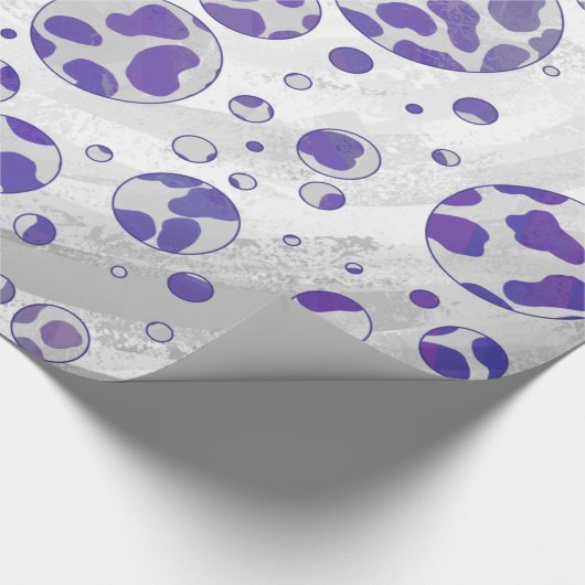 ダルマチアンパープルアンドホワイト水玉模様 ラッピングペーパー (角)