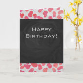 ダルマチアンピンクと白とモノグラム カード (黄色い花)