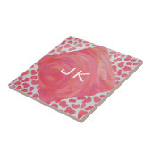 ダルマチアンピンクと白とモノグラム タイル (側面)