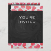 ダルマチアンピンクと白とモノグラム 招待状 (正面/裏面)