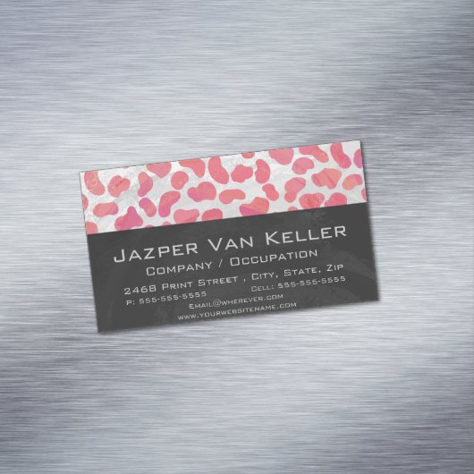 ダルマチアンピンクアンドホワイトプリント マグネット名刺 (インサイチュ)