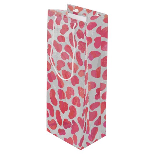 ダルマチアンピンクアンドホワイトプリント ワインギフトバッグ (正面アングル)