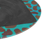 ダルマチアンブラウンとモノグラムティール(緑がかった色) カッティングボード (角)