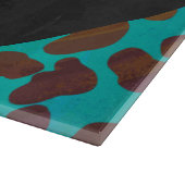 ダルマチアンブラウンとモノグラムティール(緑がかった色) カッティングボード (角)