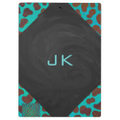 ダルマチアンブラウンとモノグラムティール(緑がかった色) クリップボード (裏面)