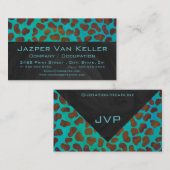 ダルマチアンブラウンとモノグラムティール(緑がかった色) 名刺 (正面/裏面)