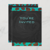 ダルマチアンブラウンとモノグラムティール(緑がかった色) 招待状 (正面/裏面)