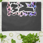 ダルマチアンブラック&ピンクワイルドメ キッチンタオル (折り畳み)