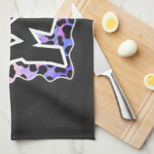 ダルマチアンブラック&ピンクワイルドメ キッチンタオル (四つ折り)