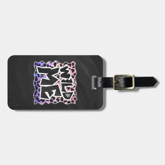 ダルマチアンブラック&ピンクワイルドメ ラゲッジタグ (正面横)
